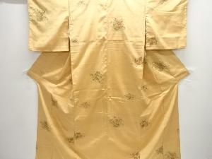 秋草模様織り出し手織り紬着物